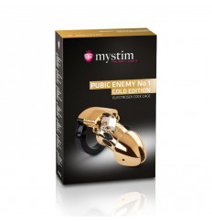 Золотистый пояс верности Pubic Enemy No1 Gold Edition для электростимуляции