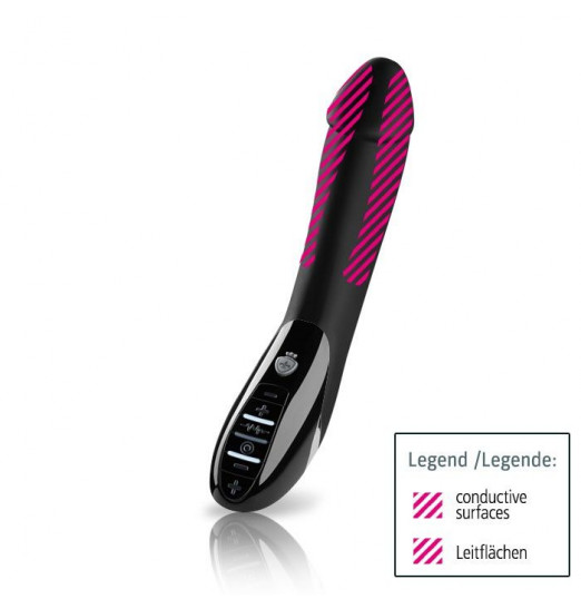 Вибратор с электростимуляцией Tickling Truman Black Edition - 27 см.