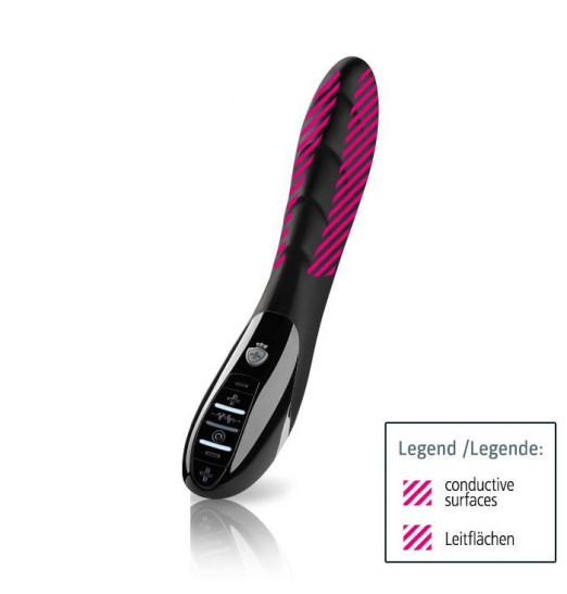 Вибратор с электростимуляцией Sizzling Simon Black Edition - 27 см.