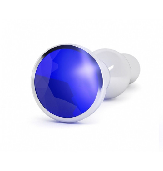 Серебристая анальная пробка с фиолетовым кристаллом - 14 см. Серебристая анальная пробка с фиолетовым кристаллом - 14 см.