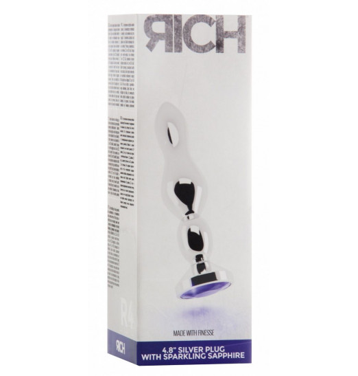 Серебристая анальная пробка с фиолетовым кристаллом - 14 см. Серебристая анальная пробка с фиолетовым кристаллом - 14 см.
