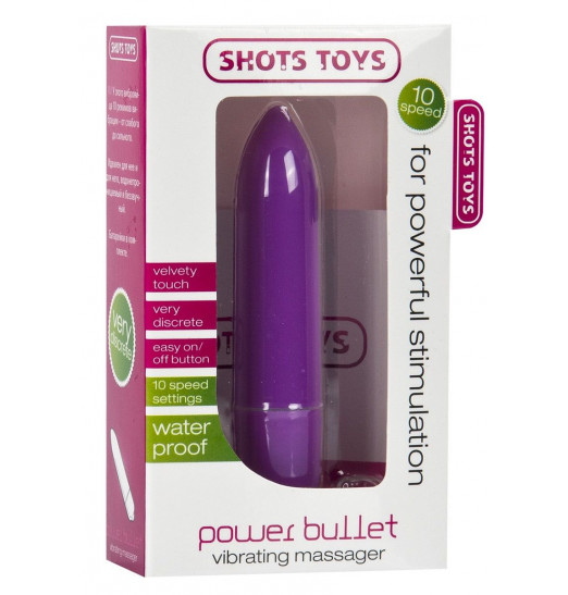Фиолетовая удлинённая вибропуля Power Bullet Purple - 8,3 см.