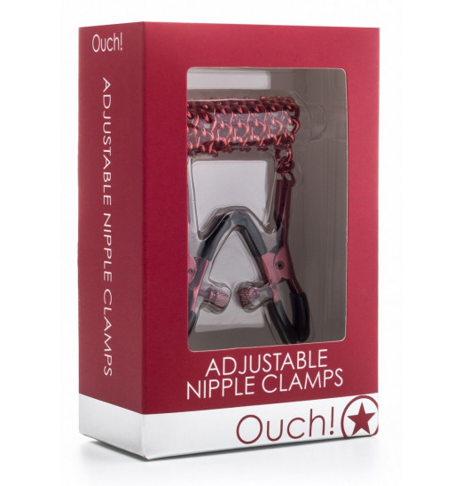 Зажимы на соски с красной цепочкой Ouch!