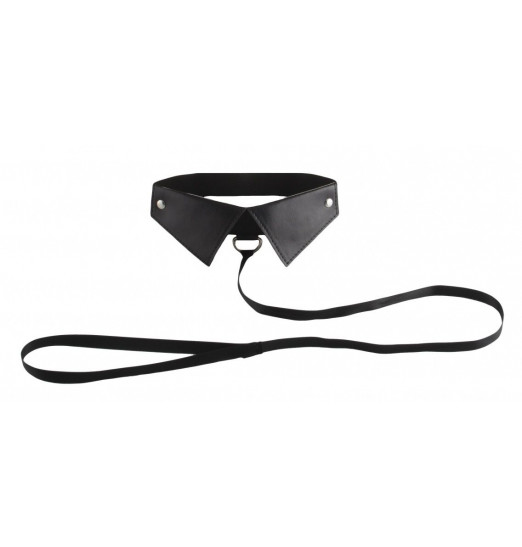 Чёрный кожаный воротник с поводком Black OUCH! Чёрный кожаный воротник с поводком Black OUCH!