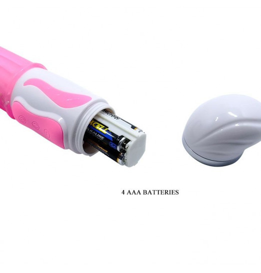 Розовый вибромассажер-ротатор со стимулятором клитора - 28 см. Розовый вибромассажер-ротатор со стимулятором клитора - 28 см.