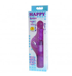 Фиолетовый хай-тек вибратор Happy Bunny - 22,5 см.