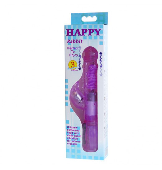 Фиолетовый хай-тек вибратор Happy Bunny - 22,5 см.