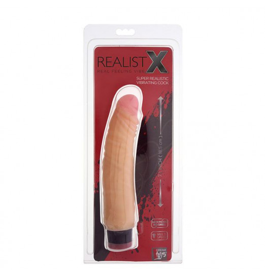 Телесный вибратор-реалистик REALSTUFF 7INCH VIBRATOR - 18,5 см.