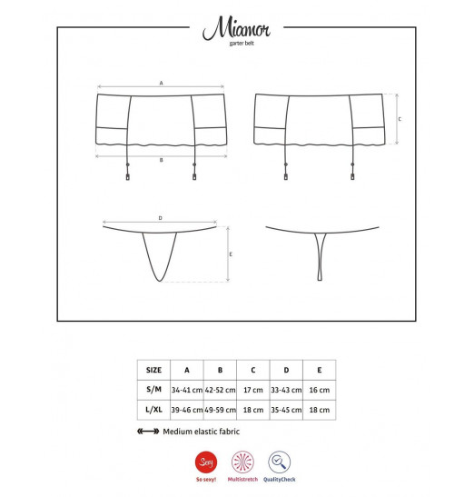 Сексуальный широкий пояс для чулок Miamor с трусиками-стринг в комплекте