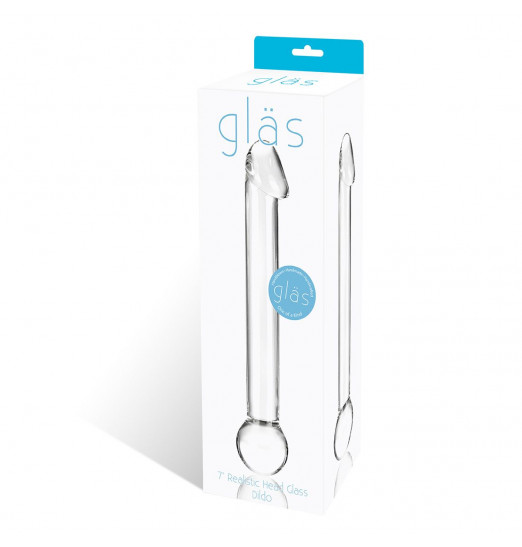 Стеклянный дилдо с реалистичной головкой - 16 см.