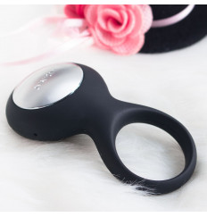 Чёрное перезаряжаемое эрекционное виброкольцо Tyler