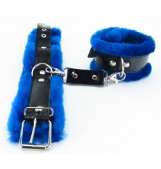 Синие наручники с мехом BDSM Light