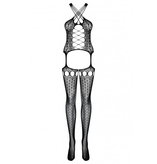 Откровенный комбинезон-сетка с имитацией шнуровки