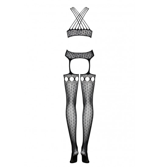 Откровенный комбинезон-сетка с имитацией шнуровки