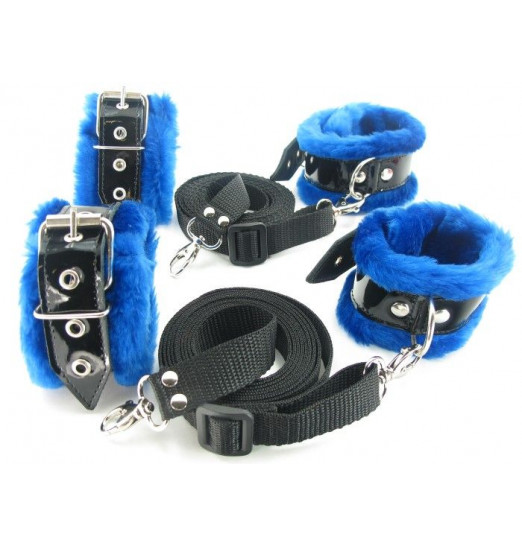 Набор на кровать с синим мехом BDSM Light Набор на кровать с синим мехом BDSM Light