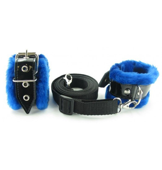 Набор на кровать с синим мехом BDSM Light Набор на кровать с синим мехом BDSM Light