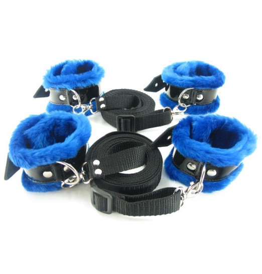 Набор на кровать с синим мехом BDSM Light