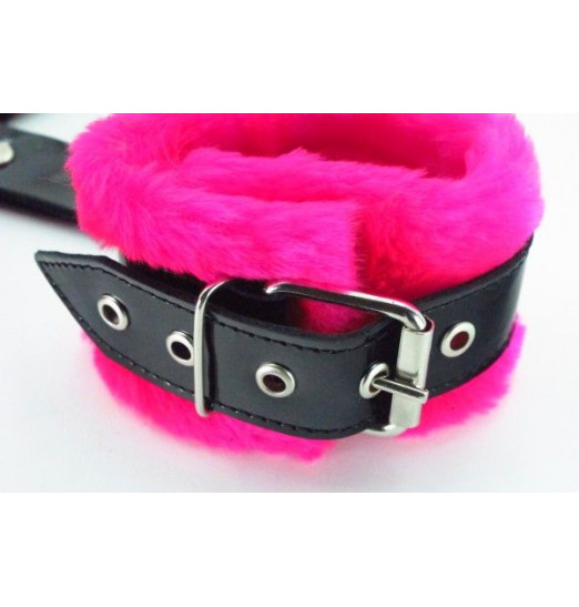 Набор фиксаторов краб с розовым мехом BDSM Light