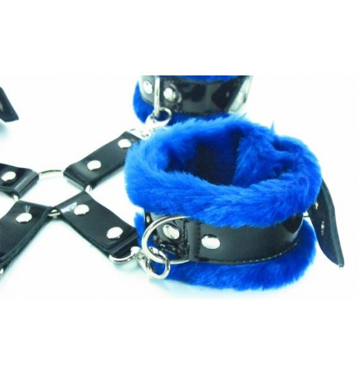 Набор фиксаторов с синим мехом BDSM Light