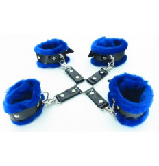 Набор фиксаторов с синим мехом BDSM Light