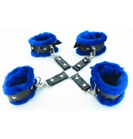 Набор фиксаторов с синим мехом BDSM Light