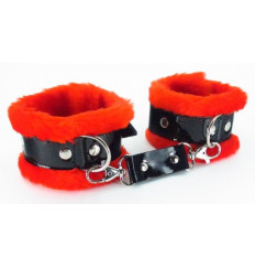 Красные наручники с мехом BDSM Light