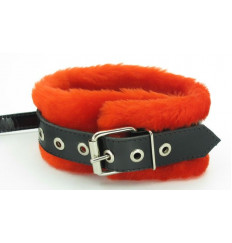 Ошейник с поводком и красным мехом BDSM Light