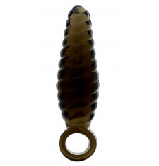 Дымчатый массажер со спиралевидным рельефом GOOD VIBES FINGER SLEEVE ANAL PROBE - 6 см.