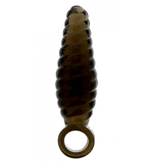 Дымчатый массажер со спиралевидным рельефом GOOD VIBES FINGER SLEEVE ANAL PROBE - 6 см.