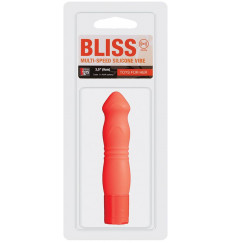 Оранжевый силиконовый вибромассажёр NEON BLISS VIBRATOR - 9 см.