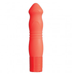 Оранжевый силиконовый вибромассажёр NEON BLISS VIBRATOR - 9 см.
