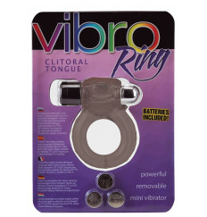 Дымчатое эрекционное кольцо VIBRO RING CLITORAL TONGUE BLACK