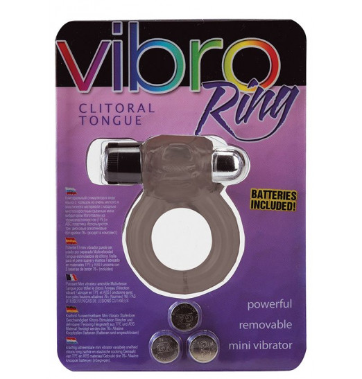 Дымчатое эрекционное кольцо VIBRO RING CLITORAL TONGUE BLACK Дымчатое эрекционное кольцо VIBRO RING CLITORAL TONGUE BLACK