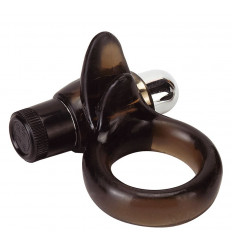 Дымчатое эрекционное кольцо VIBRO RING CLITORAL TONGUE BLACK
