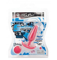 Розовая анальная пробка из силикона SMILING BUTT PLUG - 8,9 см.