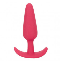 Розовая анальная пробка из силикона SMILING BUTT PLUG - 8,9 см.