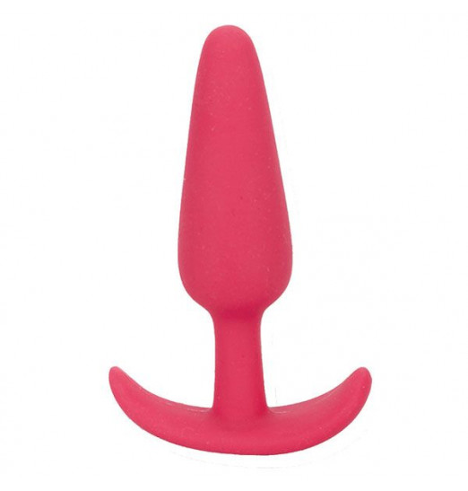 Розовая анальная пробка из силикона SMILING BUTT PLUG - 8,9 см.