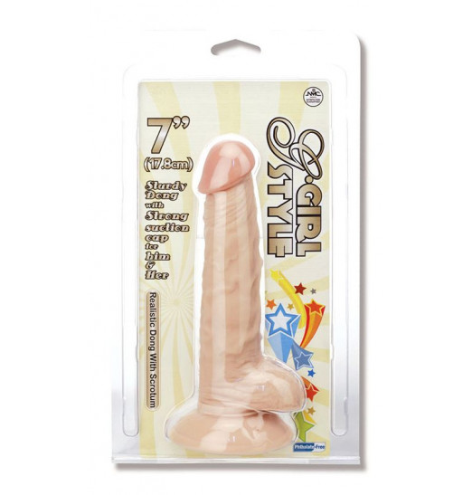 Телесный фаллоимитатор на присоске G-GIRL STYLE 7INCH DONG WITH SUCTION CAP - 17,8 см.