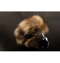 Маленькая анальная пробка с пушистым хвостом енота - 6 см.