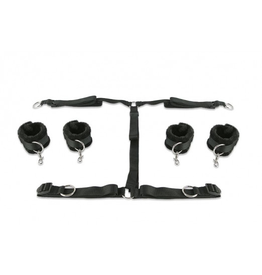 Набор чёрных фиксаторов для рук и ног с мягкой подкладкой