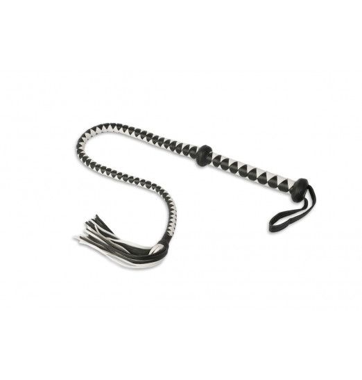 Черно-белый кнут их кожзама - 125 см.