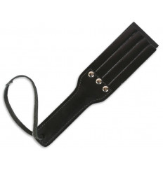 Чёрная кожаная шлёпалка - 23 см.