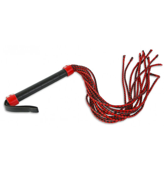 Красно-чёрная плеть-многохвостка с гладкой рукоятью - 77 см.