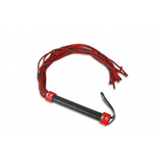 Красно-чёрная плеть-многохвостка с гладкой рукоятью - 77 см.