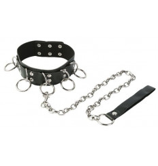 Средний ошейник с кольцами и поводком