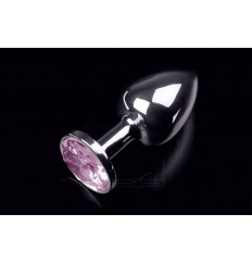Маленькая анальная пробка с розовым кристаллом - 7,5 см.