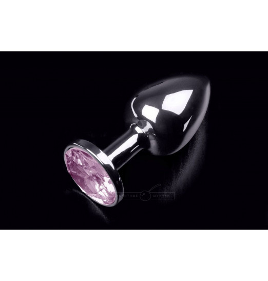 Маленькая анальная пробка с розовым кристаллом - 7,5 см.