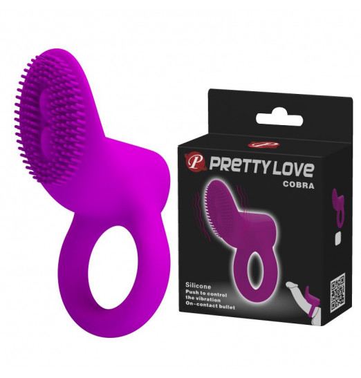 Лиловое эрекционное кольцо со стимулятором клитора с вибрацией