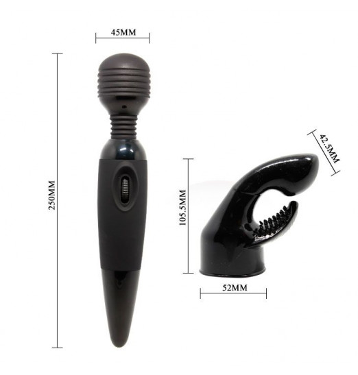 Вибромассажер для тела со сменной насадкой на головку - 25 см.