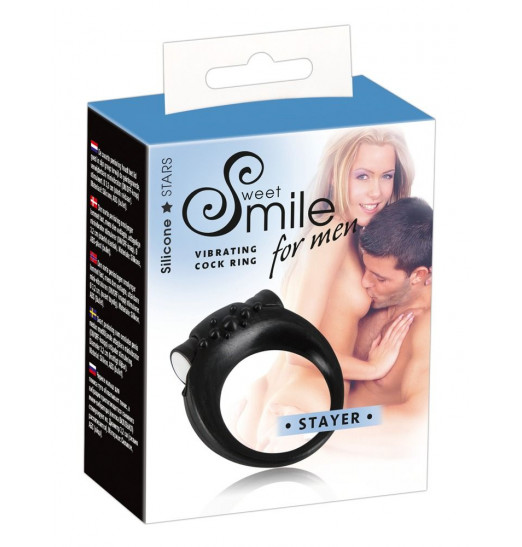 Чёрное виброкольцо для пениса Stayer